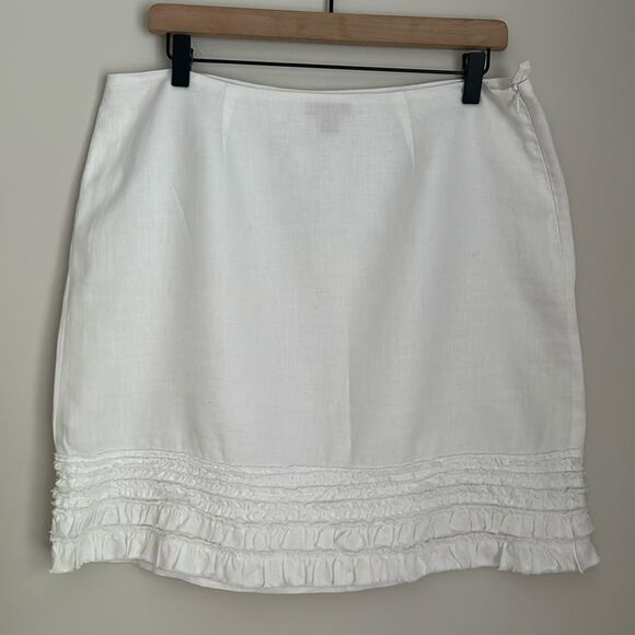 Tommy Bahama Two Palms Ruffle Linen Skirt White Size 10 - Picture 3 of 10
